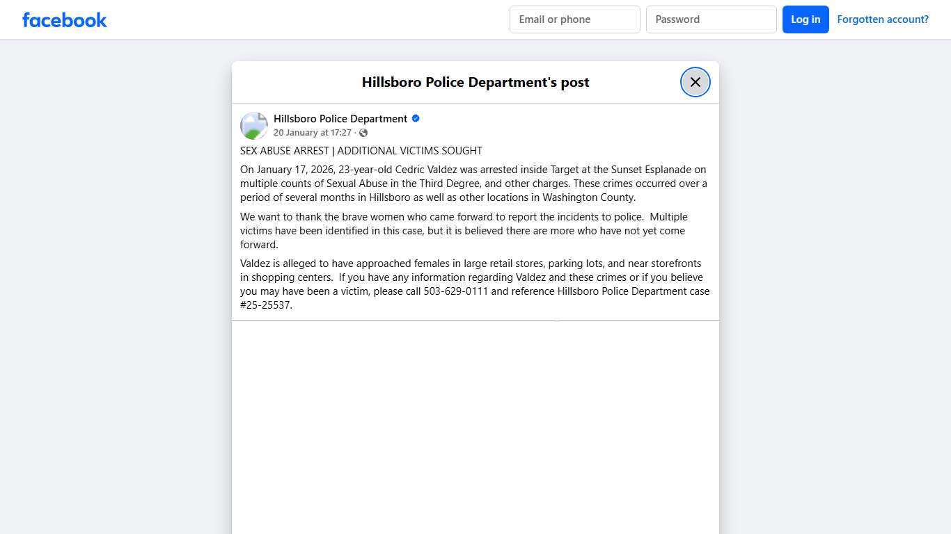 SEX ABUSE ARREST |... - Hillsboro Police Department Facebook